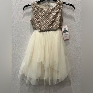 Rare Editions Cream and Brown Formal Kids Dress